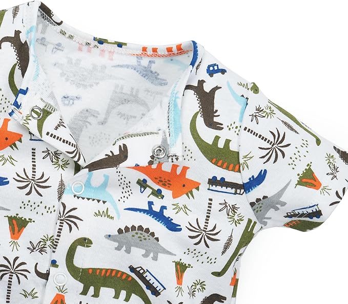 3-Pack 100% Cotton Baby Boy Rompers,0-24Months Short Sleeve Toddler Romper,Breathable Spring/Summer Clothes