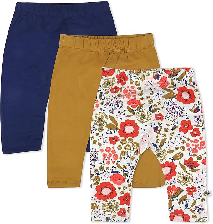 HonestBaby Unisex-Baby Multipack Harem Pants Roomy Fit Pull on Bottoms 100% Organic Cotton for Baby Boys, Girls