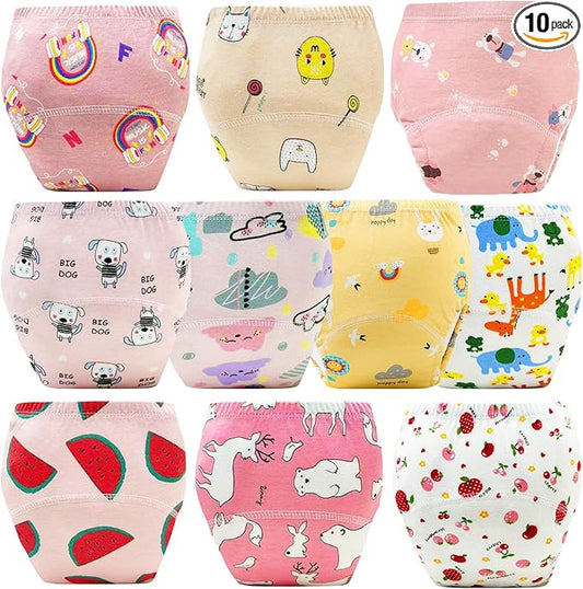 Upairy Training Pants for Boys Girls–Soft & Leak-Resistant Potty Training Underwear,Up Airy Potty Pants Comfortable for Toddlers(10PCS,L)