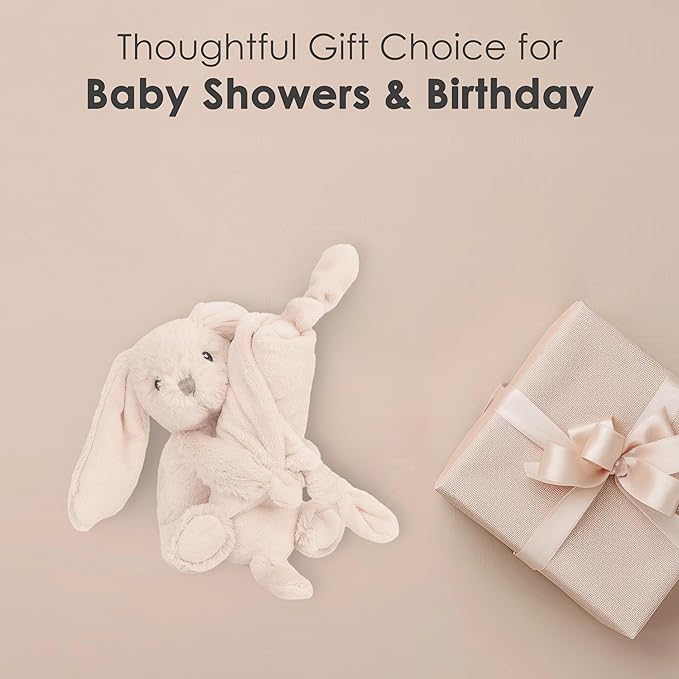 MON AMI Rosie The Bunny Plush Lovey for Babies – 13.5” | Knotted Security Blanket for Newborns