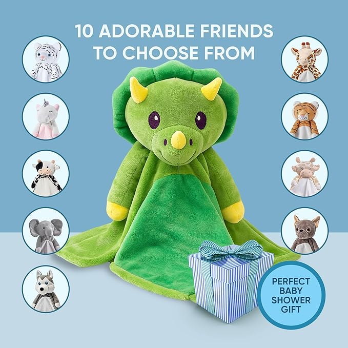 Love By Emi Baby Music Lovey Green Dino, Baby Sleep Soother for Crib & Cuddle Bedtime, White Noise with a Heartbeat & Lullaby, Plush Sound Machine Toy, Stuffed Animal for Newborns, Infants & Toddlers