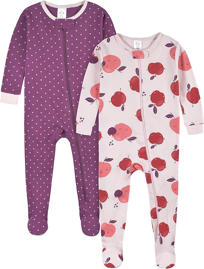 Gerber Baby Girls' 2-Pack Footed Pajamas