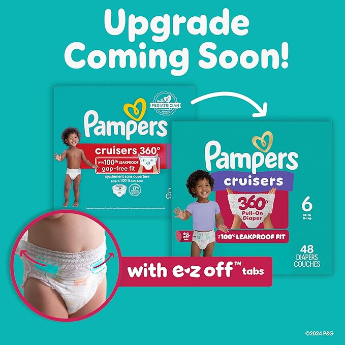 Pampers Diapers - Cruisers 360 - Size 7, 17 Count, Babyproof up to 100% Leakproof Pull-On Diaper (Packaging May Vary)