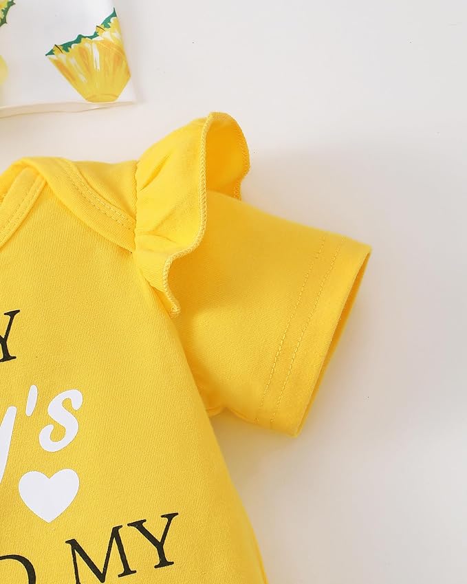 SUNNY PIGGY Newborn Baby Girl Clothes Infant Outfits Romper Floral Fall Outfit Bell Bottoms Pant Sets Hat Headband Flowerpant