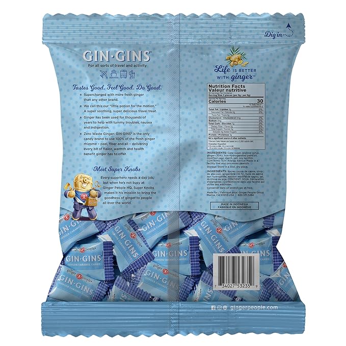 GIN GINS Super Strength – Natural Ginger Candy by The Ginger People – Individually Wrapped Healthy Candy – Super Strength Flavor – Large 1 lb Bag (16oz) – Pack of 1