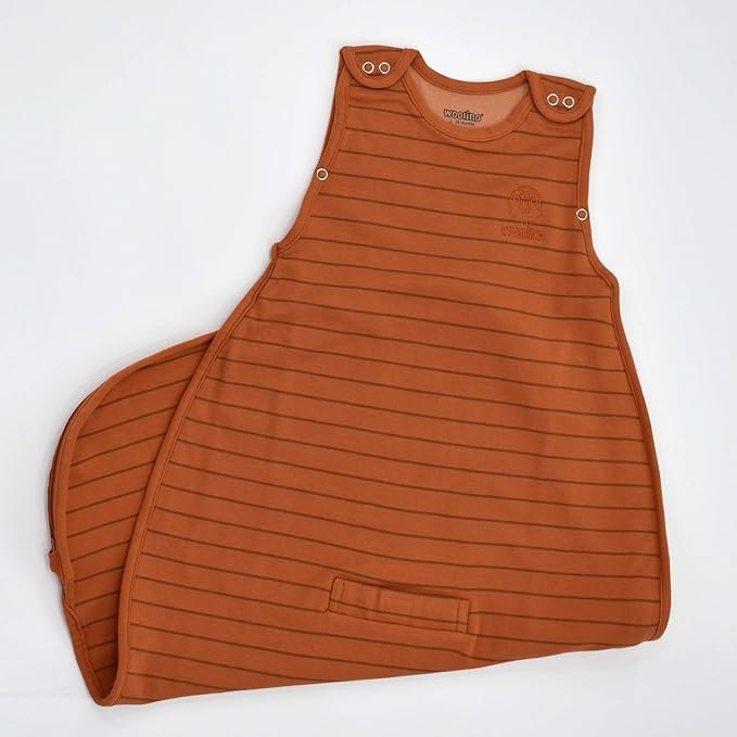 Woolino Merino Wool and Organic Cotton Ultimate Sleep Sack - 4 Season - Two-Way Zipper Adjustable Sleeping Bag - Universal Size Sleep Sack for Baby (2-24 Months) - Rust