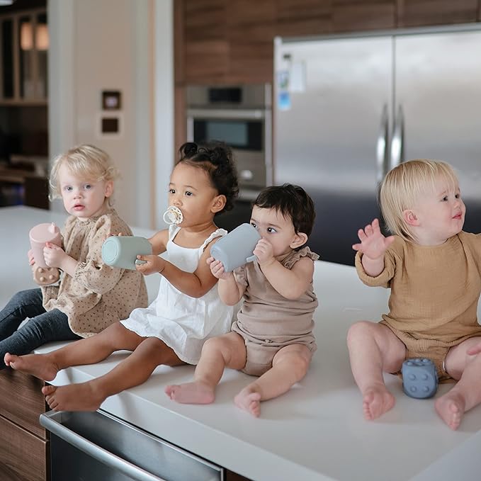 mushie Trainer Sippy Cup | Made in Denmark | Leak Resistant Twist-Off Lid & Handles | 6 Months + (Sage)