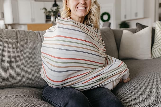 Baby Car Seat Cover Canopy and Nursing Cover Multi-Use Stretchy 5 in 1 Gift Linus by Copper Pearl