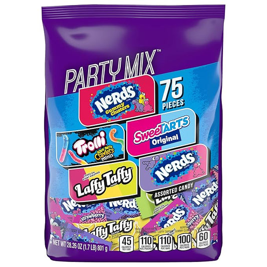 SweeTARTS Variety Party Mix, Individually Wrapped Assorted Candy, 28.6 Ounce (75 Count)