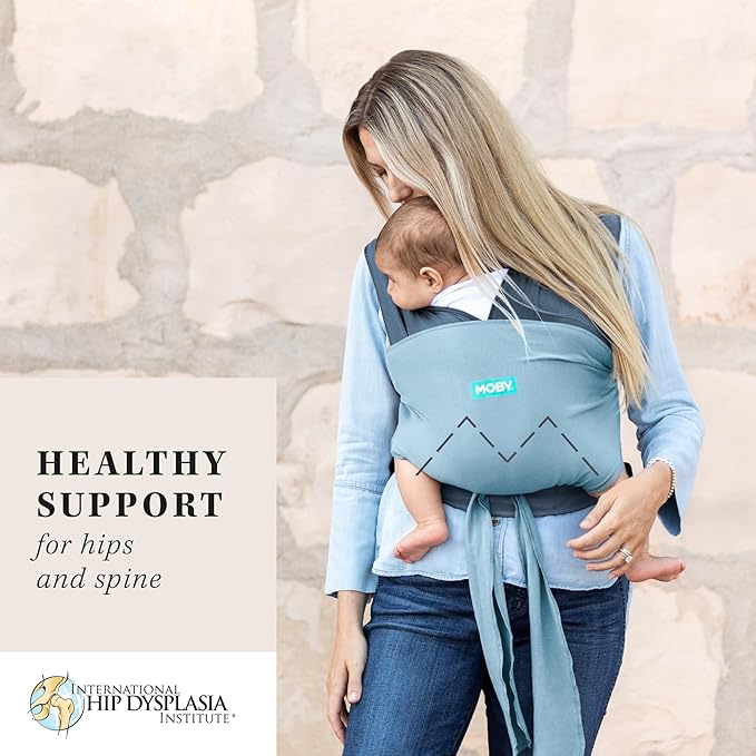 Moby Baby Wrap Carrier Easy-Wrap for Newborns to Toddlers (8-33lbs), Infant Sling Carrier, Lightweight & Hands Free Design for Mom and Dad, Adjustable for All Body Types (Sea Spray Blue)