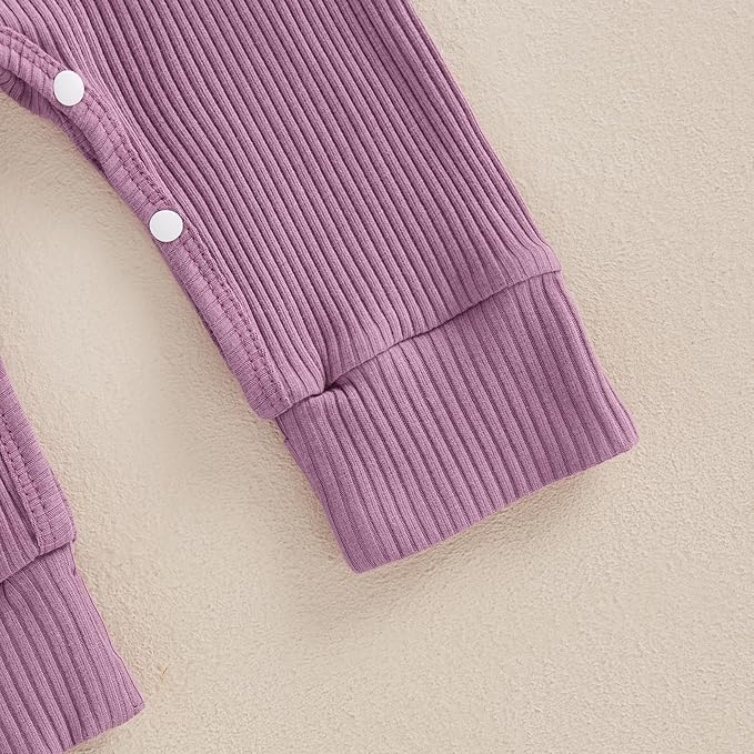 Newborn Baby Girls Rompers Knit Round Neck Long Sleeve Infant Fall Jumpsuits with Headband Coming Home Outfit