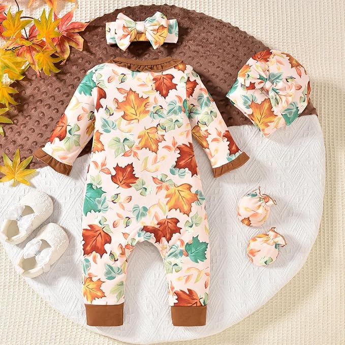 Aalizzwell Baby Girls Romper Outfit Fall Winter Clothes with Accessories