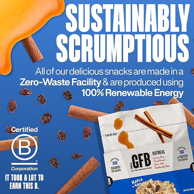 The GFB Maple Raisin Protein Oatmeal Cups - Unique Pop-Up Bowl - Gluten Free, Plant Based, Non GMO, Sustainably Made - Ridiculously Tasty, Healthy, Vegan Protein Instant Oatmeal, 2 oz (6 Count)