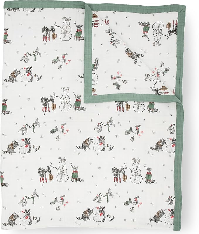 Little Unicorn Premium Quilted Throw | Super Soft, Multi-Layered Muslin XL Blanket| Great for Kids & Families (Snow Day)