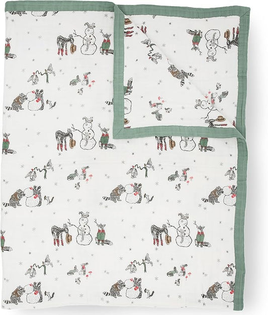 Little Unicorn Premium Quilted Throw | Super Soft, Multi-Layered Muslin XL Blanket| Great for Kids & Families (Snow Day)