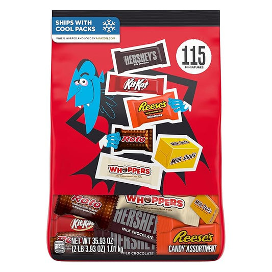 Hershey Miniatures Assorted Flavored, Halloween Candy Bulk Bag, 35.93 oz (115 Pieces)