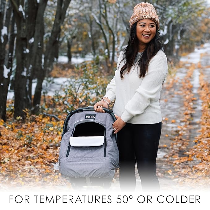 Milk Snob Winter Baby Car Seat Cover - Carseat Canopy & Stroller Cover for Babies - Waterproof, Windproof, Cozy Inner Fleece Lining - Keep Your Baby Warm, Dry & Cozy This Winter (Stormy)