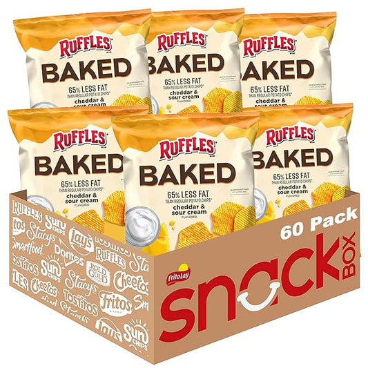 Baked, Ruffles Cheddar & Sour Cream, 0.8 Ounce (Pack of 60)