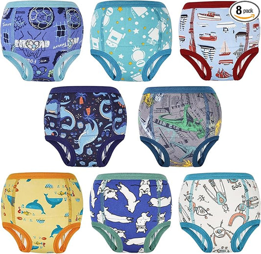 MooMoo Baby Absorbent Potty Training Pants 8 Packs Cotton Training Underwear for Boys 4T