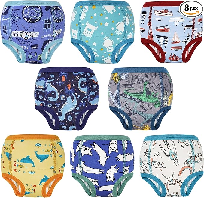 MooMoo Baby Absorbent Potty Training Pants 8 Packs Cotton Training Underwear for Boys 6T