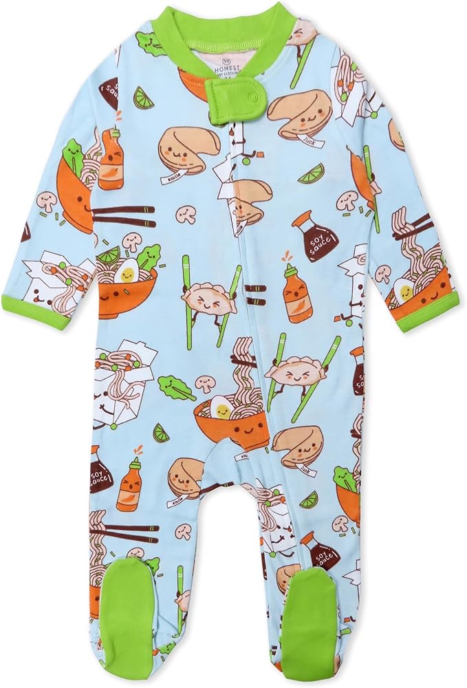 HonestBaby Sleep & Play Footed One-piece Pajama Sleeper 100% Organic Cotton, Baby Boys