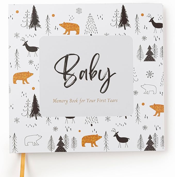 Joss & Lac Gender Neutral | Minimalist Keepsake Memory Book Photo Album for Baby Boy or Girl First 5 Years – A Milestone Book to Record Every Event from Birth to Age 5 (Black Forest)