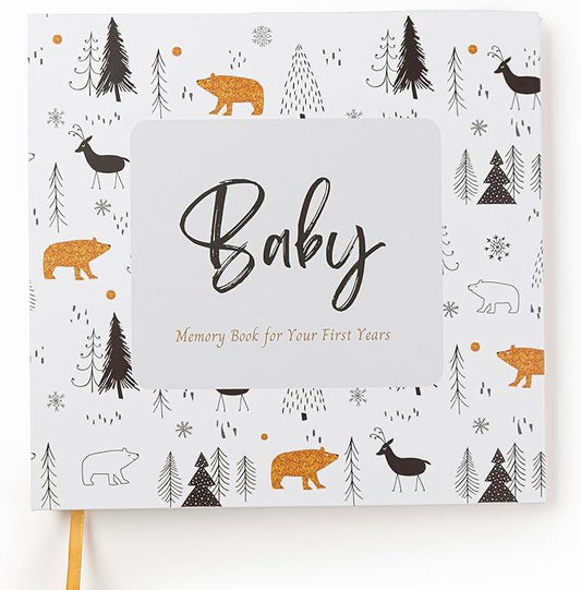 Joss & Lac Gender Neutral | Minimalist Keepsake Memory Book Photo Album for Baby Boy or Girl First 5 Years – A Milestone Book to Record Every Event from Birth to Age 5 (Black Forest)