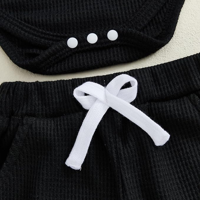 Kupretty Baby Boy Clothes 3 6 12 18 Months Fall Winter Outfit Mama's Boy Embroidery Waffle Long Sleeve Romper Pants Set