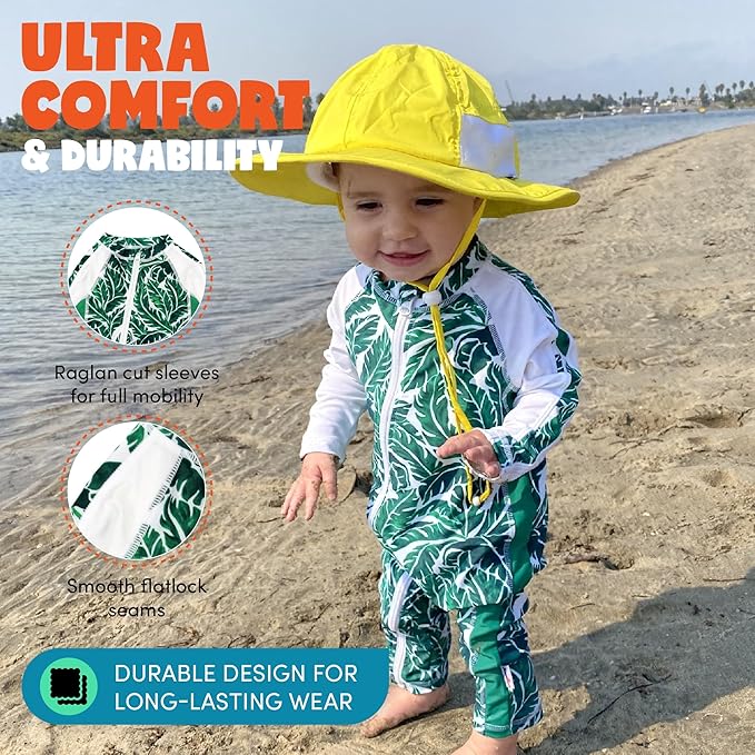 SwimZip Boys' Long-Sleeve UPF 50+ Swimsuit for Baby, Toddler, & Little Boys