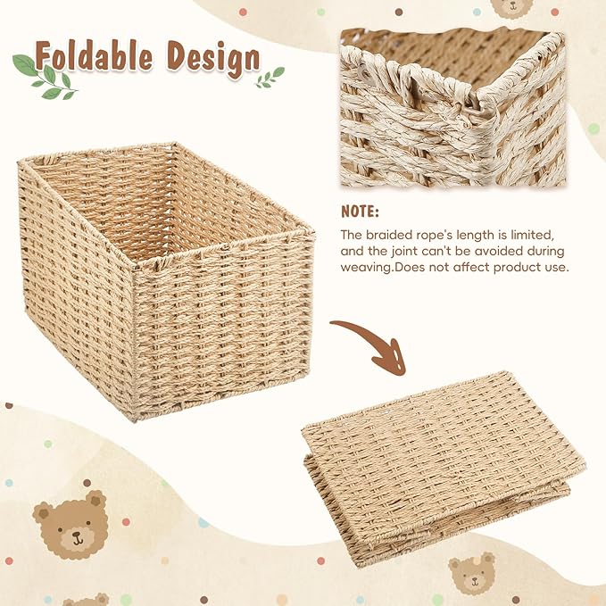 Wooden Baby Shower Crate Closet, Foldable Handwoven Storage Basket for Baby Shower Gifts, Welcome Gift Basket for Newborn Boys Girls, Pregnancy Gifts for New Parents