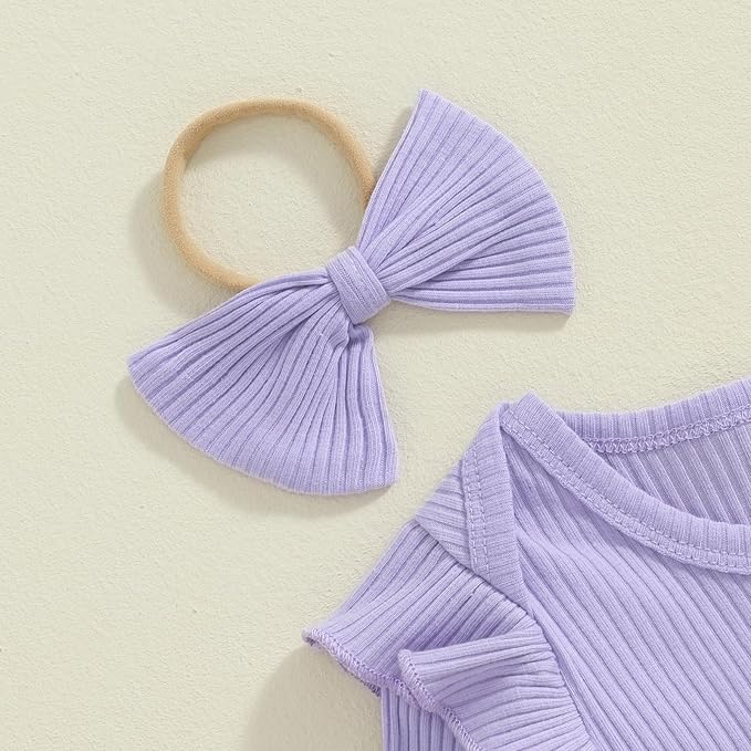 Tsnbre Newborn Baby Girl Outfits Daddys Girls Ruffle Long Sleeve Romper Top Pants Headband Infant Fall Winter Clothes