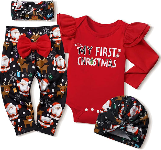 Infant Newborn Baby Girl Clothes Baby Girl Outfits For All Seasons Long Sleeve Snap Romper Pant Sets With Headband