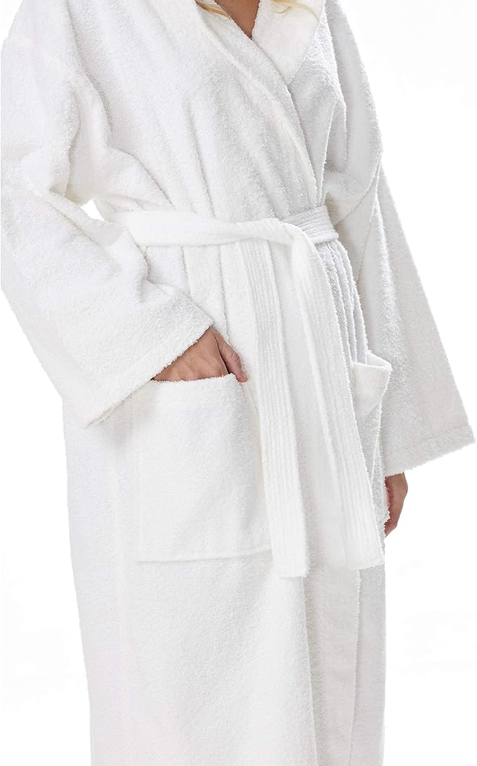 Arus Women's Hooded Classic Bathrobe Turkish Cotton Robe with Full Length Options