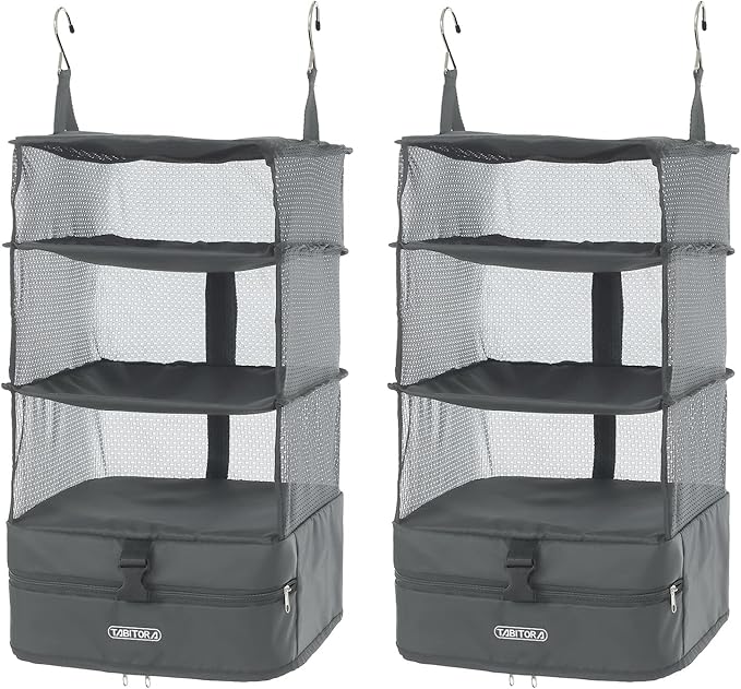 TABITORA Portable Hanging Travel Shelves Bag Packing Cube Organizer Suitcase Storage Large Capacity