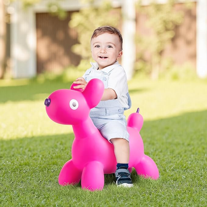 EVERICH TOY Bouncy Horse Hopper for Toddlers, Balloon Dog Bouncy Animals Jumping Horse, Inflatable Ride on Bouncer Hopping Toys Gifts for Boys Girls 18 Months 2 3 4 5 6 Years Old