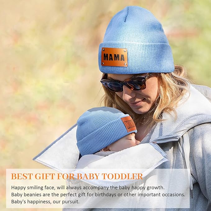 Parent-Child Beanie Hat,Mother & Baby Daughter/Son Winter Warm Knit Hat,Kids Soft Beanie Cap