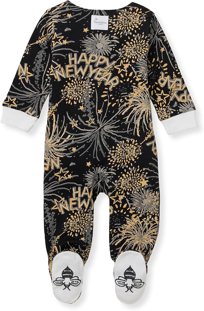 Burt's Bees Baby Baby Girls Pajamas, Zip Front Non-Slip Footed Sleeper Pjs, 100% Organic Cotton