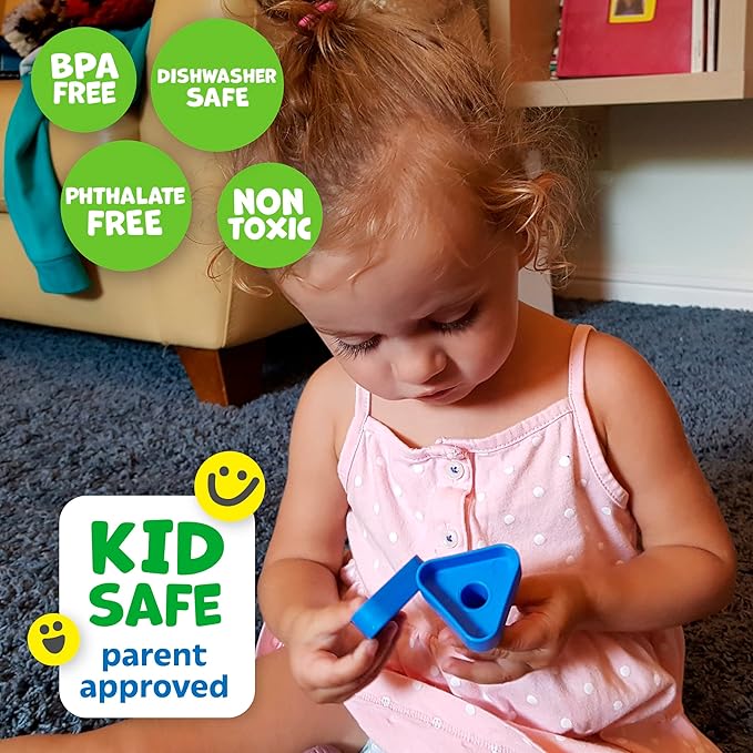 Skoolzy Rainbow Lacing Beads & Nuts and Bolts - 24 Piece Shape Sorter and 37 Piece Color Recognition Montessori Toy Sensory Bundle for 36+ Months Toddlers & Occupational Therapy Fine Motor Skills Game