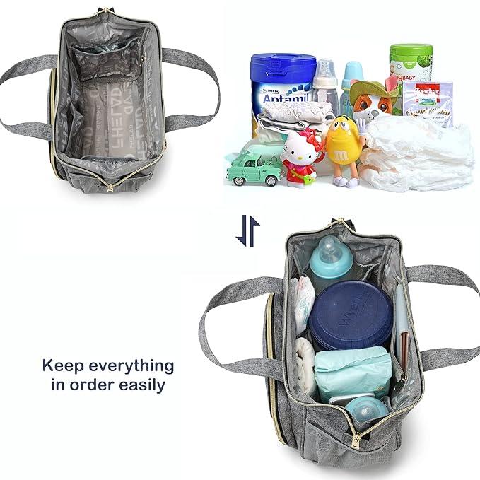 Small Diaper Bag Backpack, Crossbody Diaper Bags for Toddler, Waterproof Multi-Function Newborn Baby Stylish Mini Tote Maternity Bags Travel Backpacks with Insulated Pockets (Gray)