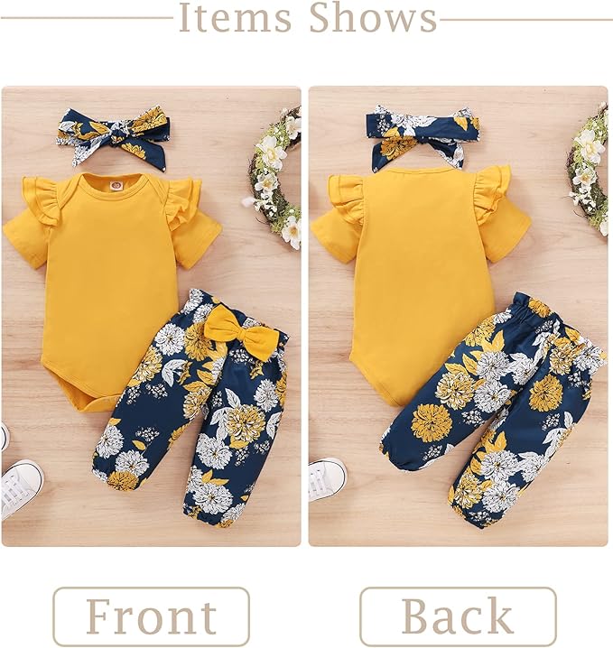 Infant Baby Girl Clothes Newborn Girl Outfit Long Sleeve Romper Pants Set Cute Baby Clothes for Girls Fall/Winter