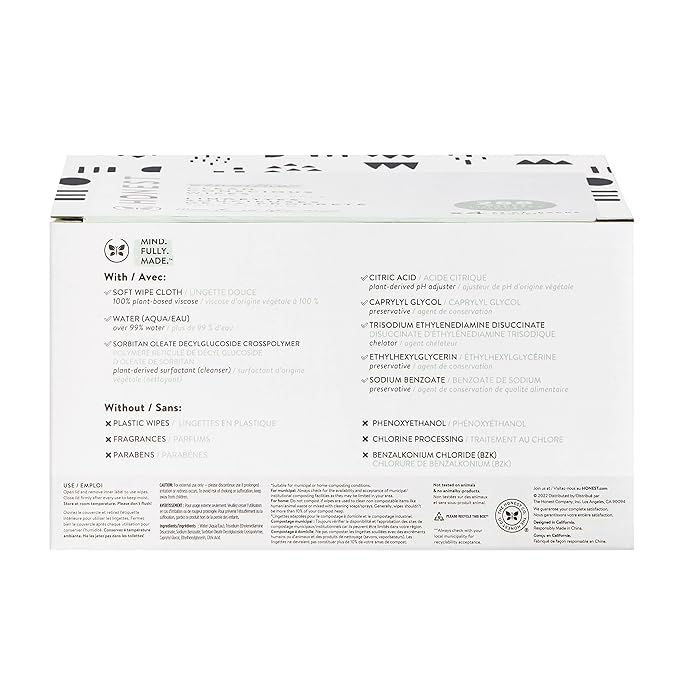 The Honest Company Clean Conscious Multi-Use Wipes | Hypoallergenic + Unscented for Sensitive Skin | Over 99% Water, Compostable, Plant Based, Baby Wipes | Geo Mood, 288 Count