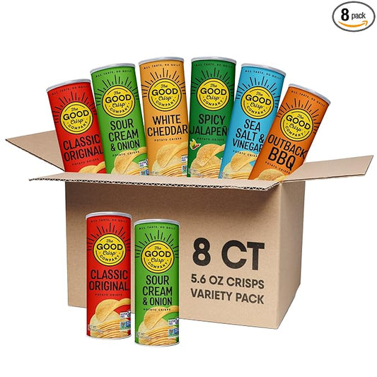 The Good Crisp Company, Potato Chips, 5.6 Ounce Canisters, Pack of 8 (Variety Pack)