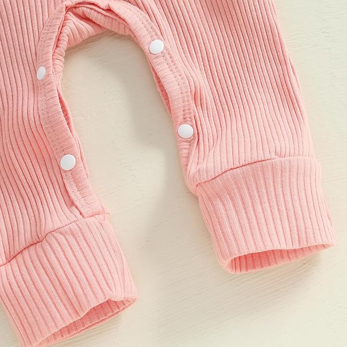 Newborn Baby Girls Rompers Knit Round Neck Long Sleeve Infant Fall Jumpsuits with Headband Coming Home Outfit