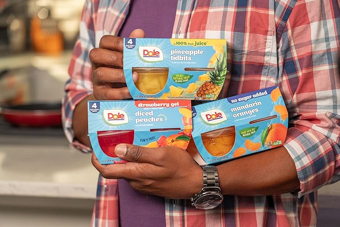 Dole Fruit Bowls Peaches in Strawberry Flavored Gel Snacks, 4.3oz 36 Total Cups, Gluten & Dairy Free, Bulk Lunch Snacks for Kids & Adults
