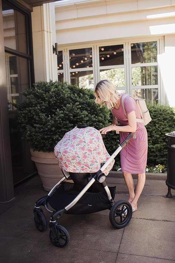 Baby Car Seat Cover Canopy and Nursing Cover Multi-Use Stretchy 5 in 1 Gift Siena by Copper Pearl