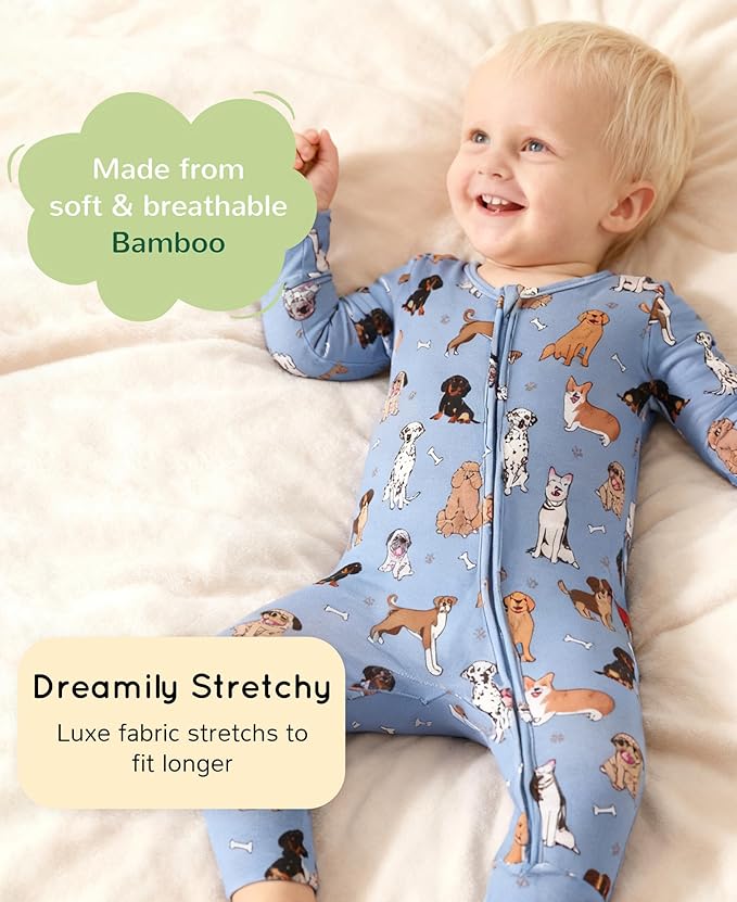 Footless Pajamas Baby Boy Girls, Viscose from Bamboo Baby Pajamas, Two Way Zipper Sleepers, Newborn Pjs