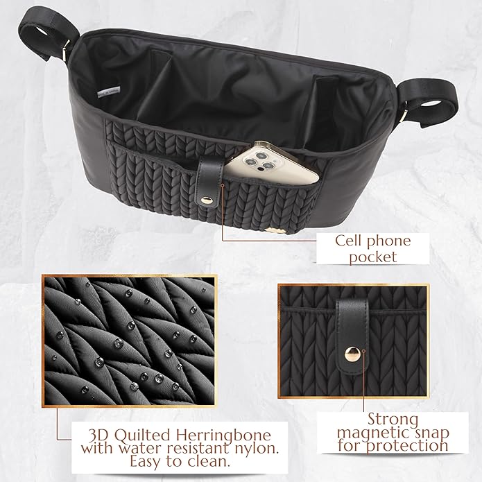 Universal Baby Stroller Organizer,Diaper Caddy Organizer with Adjustable Straps to Fits Nearly Any Strollers