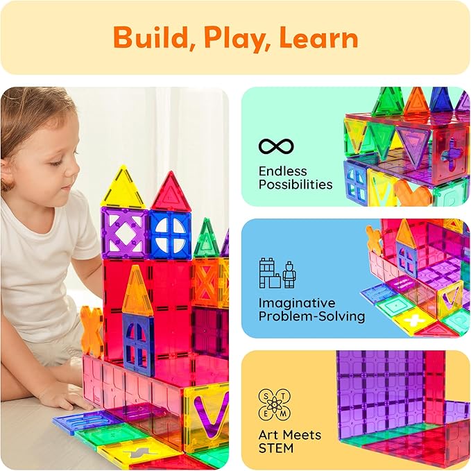 PicassoTiles Large Stabilizer Building Block Base Magnetic Building Block Tiles Jumbo XL Plate Foundation Kit Magnet Tile Stacking STEM Toy Set Compatible Education Construction Learning Square Set