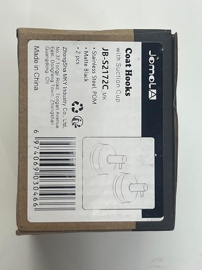 JOMOLA Suction Cup Shower Hooks for Hanging Towel Suction Hook for Inside Shower Stainless Steel Coat Hooks Wall Mounted Kitchen Utensil Stainless Steel, Matte Black, 2PCS