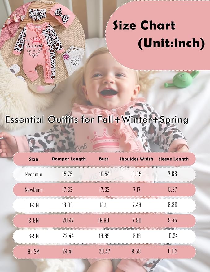 Preemie Newborn Baby Girl Clothes Infant Fall Winter Outfits Letter Floral One-Piece Romper+Jumpsuit